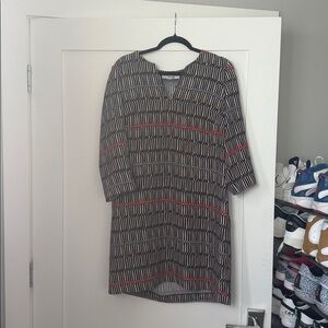 Boden Striped Dress with Red Accents